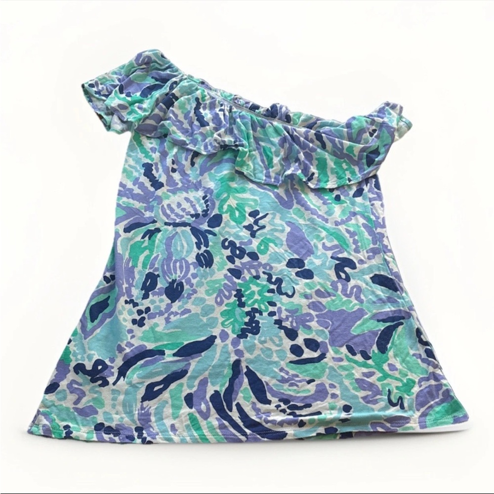 Lily Pulitzer One Shoulder Teal and Purple Women’s XXS Top